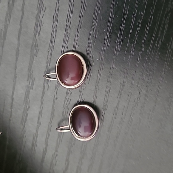 Vintage Jewelry - earrings fashion style purple hue silver toned jewelry womens dangle drop plum